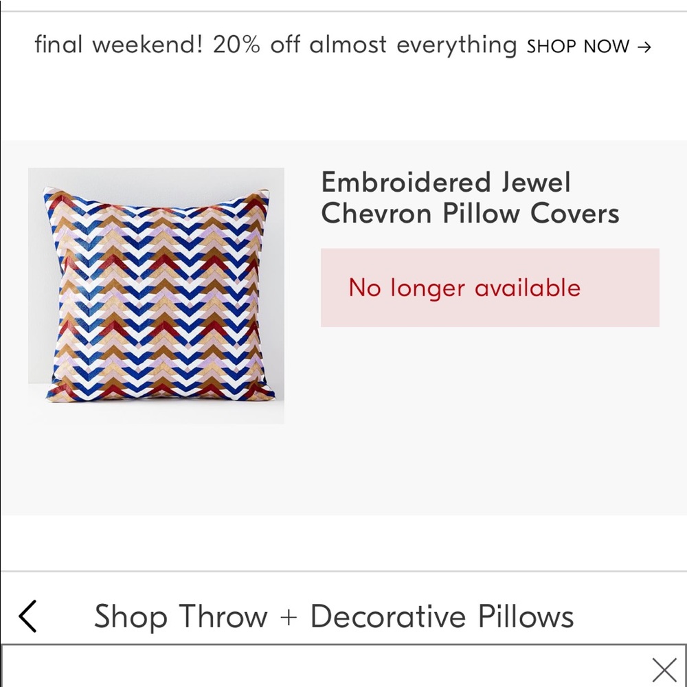 Sold out West Elm throw pillow